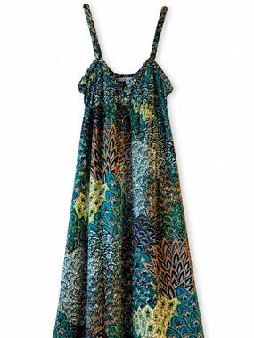 Moa Moa Printed Maxi Dress Women’s L Boho Flowy Sleeveless Summer Dress